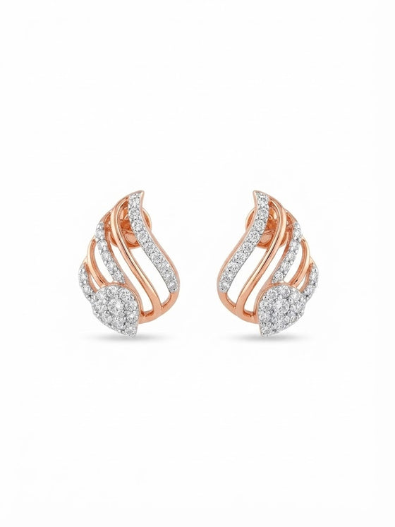 Gold & Diamond Contemporary Stud Earrings for Women in 14KT Gold