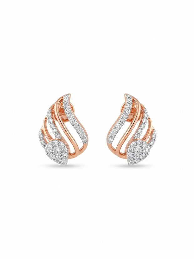 Gold & Diamond Contemporary Stud Earrings for Women in 14KT Gold
