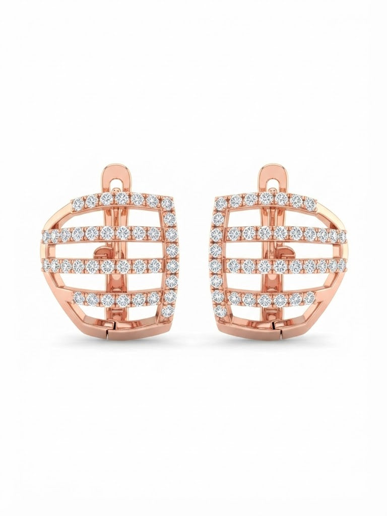 Classic Diamond Geometric Stud Earrings for Women in 14KT Gold