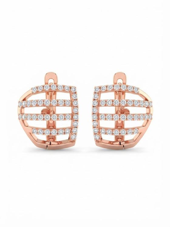 Classic Diamond Geometric Stud Earrings for Women in 14KT Gold