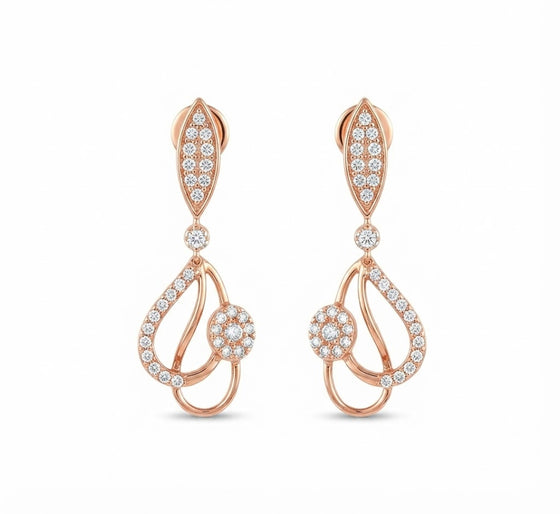Pave Diamond Layered Stud Earrings for Women in 14KT Gold