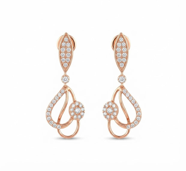 Pave Diamond Layered Stud Earrings for Women in 14KT Gold