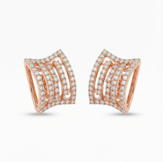Pave Diamond Cluster Stud Earrings for Women in 14KT Gold