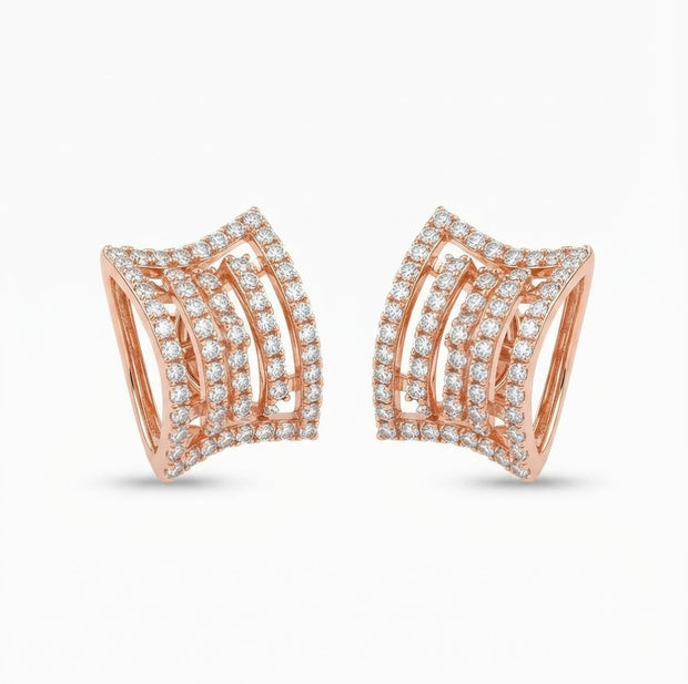 Pave Diamond Cluster Stud Earrings for Women in 14KT Gold