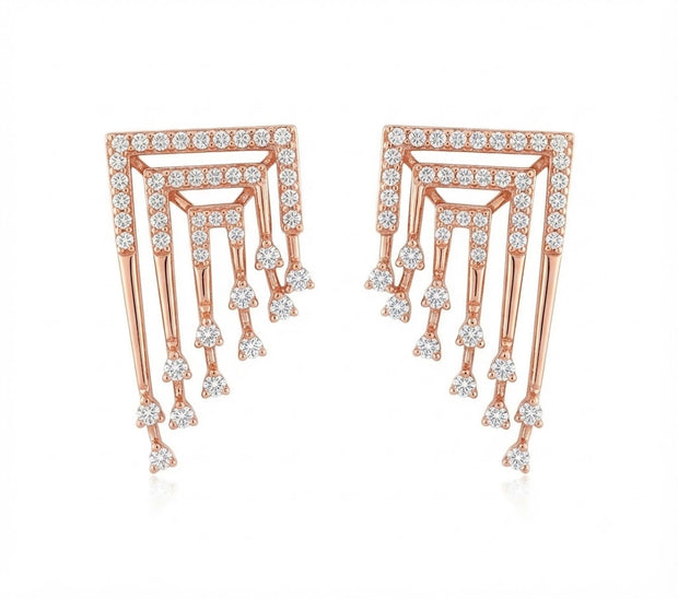 Diamond-Studded Gold Minimalist Stud Earrings for Women in 14KT Gold