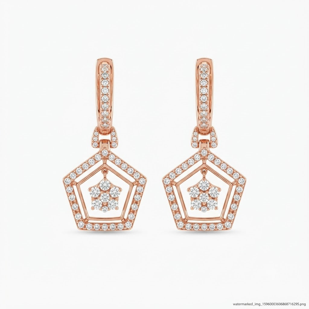 Gold & Diamond Statement Stud Earrings for Women in 14KT Gold