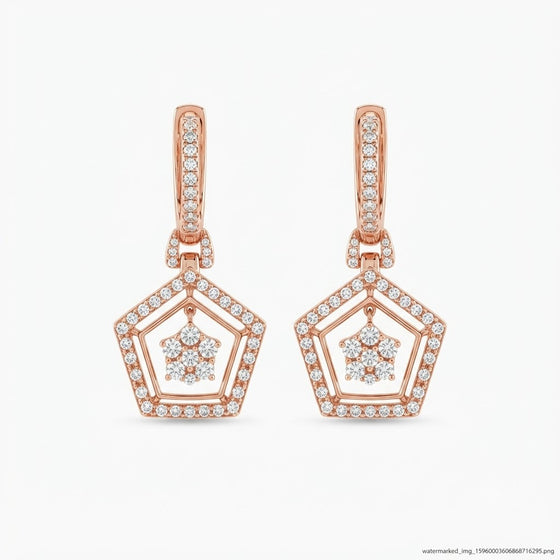Gold & Diamond Statement Stud Earrings for Women in 14KT Gold