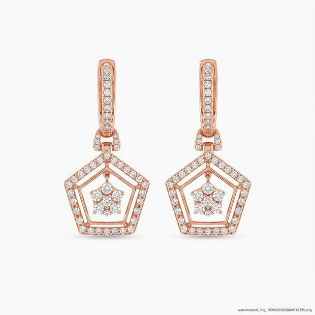Gold & Diamond Statement Stud Earrings for Women in 14KT Gold