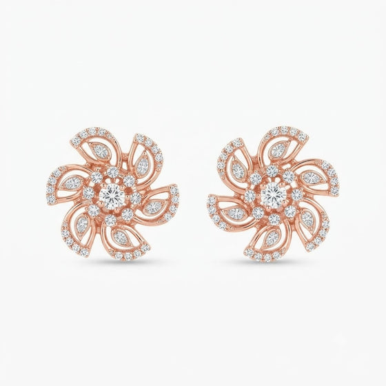 Solitaire Diamond Minimalist Stud Earrings for Women in 14KT Gold