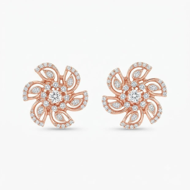 Solitaire Diamond Minimalist Stud Earrings for Women in 14KT Gold