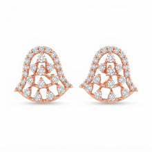Diamond-Embellished Gold Textured Stud Earrings for Women in 14KT Gold