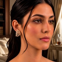 Diamond-Embellished Gold Textured Stud Earrings for Women in 14KT Gold