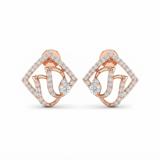 Solitaire Diamond Traditional Stud Earrings for Women in 14KT Gold