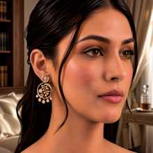 Pave Diamond Chandbali-Style Stud Earrings for Women in 14KT Gold