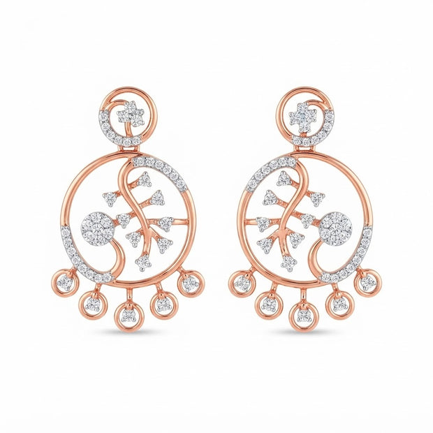 Pave Diamond Chandbali-Style Stud Earrings for Women in 14KT Gold