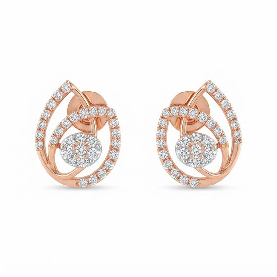 Solitaire Diamond Chandbali-Style Stud Earrings for Women in 14KT Gold