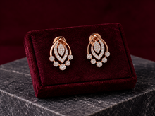 Diamond-Embellished Gold Geometric Stud Earrings for Women in 14KT Gold