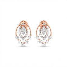 Diamond-Embellished Gold Geometric Stud Earrings for Women in 14KT Gold