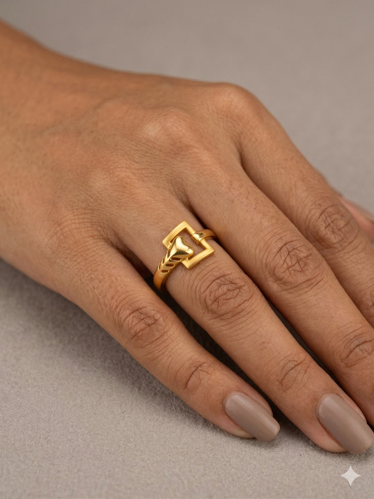 The Geometric Embrace Gold Ring